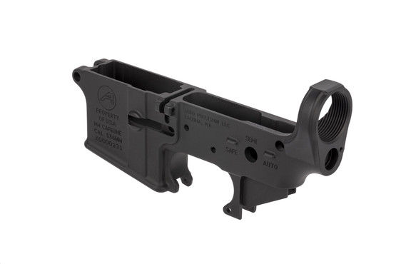 The M4 carbine stripped lower receiver by Aero Precision is machined from 7075-T6 aluminum